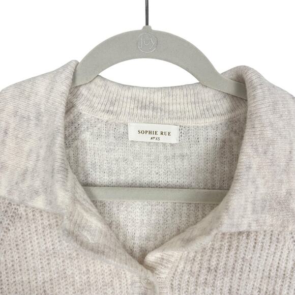 Sophie Rue Heathered Ivory Knit Henley Pullover Sweater Sz XS Classic Cozy - Picture 3 of 9